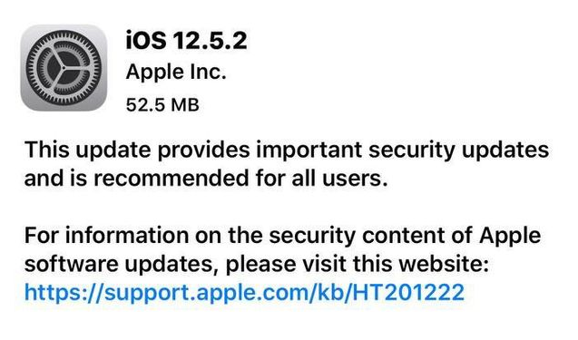 寿宁苹果手机维修分享iOS12.5.2发布，建议所有老苹果用户安装 